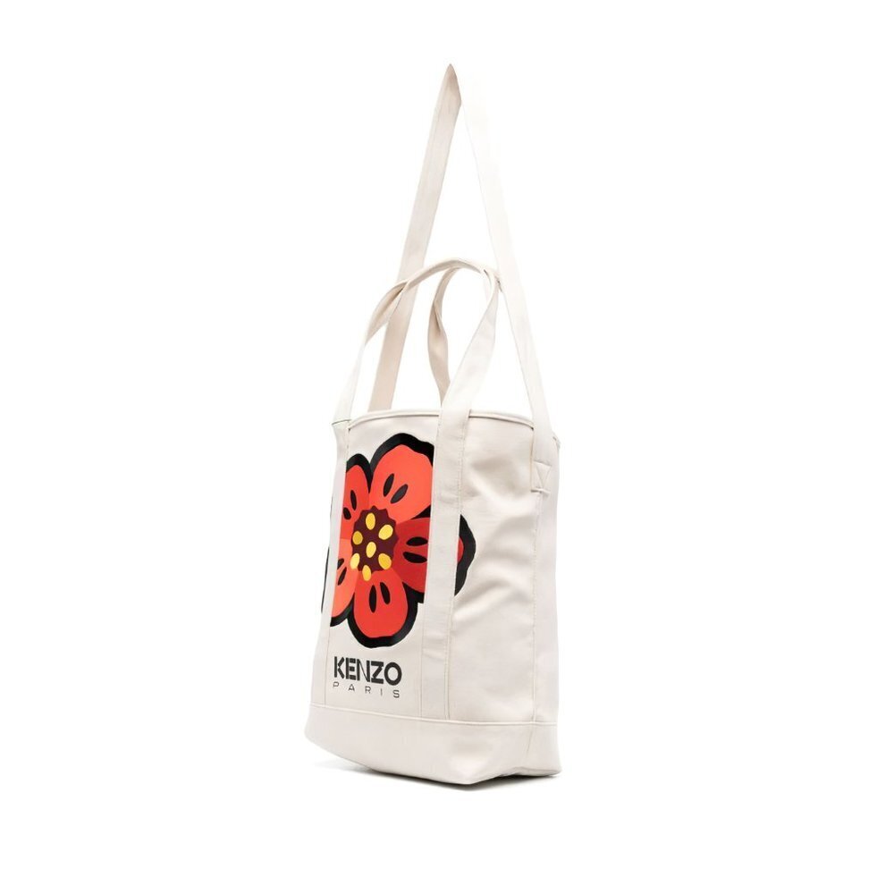 Kenzo Boke Flower Floral Logo Shopper Shoulder Tote Bag White - Picture 3 of 12